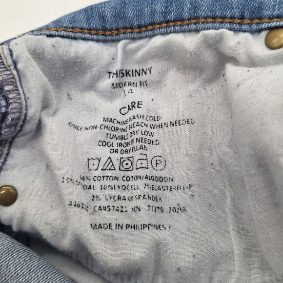 ANN TAYLOR Womens SZ 14 The Skinny Modern Fit Jeans Light Wash Raw Hem Ankle - Picture 13 of 13